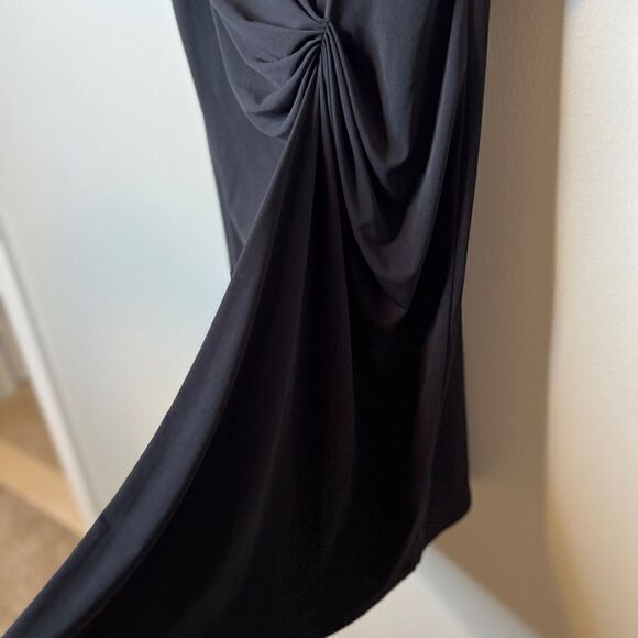 Kenneth Cole Reaction Black Short Sleeve Ruched Asymmetrical Dress Size Medium - Picture 8 of 10
